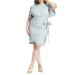 Plus Size Women's Mini Dress With Tie by ELOQUII in Sky Gray (Size 26)