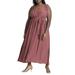 Plus Size Women's Ruffle Strap Maxi Dress by ELOQUII in Antique Burgundy (Size 16)