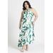 Plus Size Women's Twisted Neck Satin Maxi Dress by ELOQUII in Abstract Geo (Size 20)