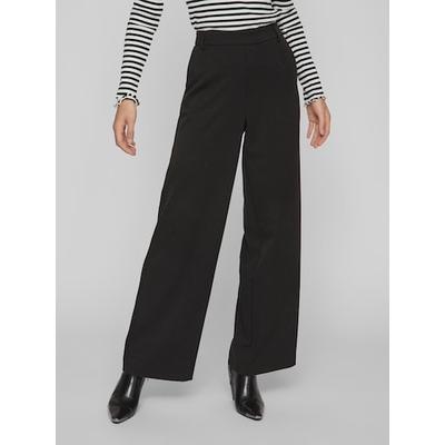 Anzughose VILA "VIVARONE HW WIDE PANT - NOOS", Damen, Gr. 34 (XS), N-Gr, schwarz, Milano Rib, Obermaterial: 69% Polyester, 29% Viskose, 2% Elasthan, unifarben, modisch, relaxed fit knöchellang, Hosen Image