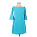 Boston Proper Casual Dress - Shift: Teal Solid Dresses - New - Women's Size X-Small