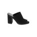 X-Appeal Heels: Slide Chunky Heel Casual Black Solid Shoes - Women's Size 7 - Peep Toe