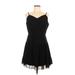 She + Sky Casual Dress - Mini: Black Solid Dresses - Women's Size Large