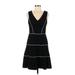 Banana Republic Casual Dress - Party V-Neck Sleeveless: Black Print Dresses - Women's Size 8