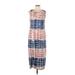 Shein Casual Dress - Midi: Blue Acid Wash Print Dresses - Women's Size Large