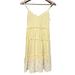Jessica Simpson Dresses | Jessica Simpson Gingham Seersucker Yellow Mini Sundress With Eyelet Floral Hem | Color: White/Yellow | Size: S