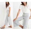 Madewell Jeans | Madewell Emmett Wide Leg Denim Crop Pants Stripe Cotton Button Front Womens 28 | Color: Blue/White | Size: 28