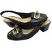 Michael Kors Shoes | Michael Kors Black Leather & Patent Sling Back 2" Chunk Heel (6m) | Color: Black/Silver | Size: 6