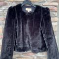 Michael Kors Jackets & Coats | Michael Michael Kors Faux Fur Open Front Channel Back Cropped Jacket Black M Nwt | Color: Black | Size: M