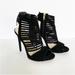 Jessica Simpson Shoes | Jessica Simpson Reava Black Strappy Heel Sandals Faux Suede Zip Closure | Color: Black | Size: 8