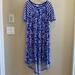 Lularoe Dresses | Lularoe Women's Tshirt Dress Short Sleeve Floral/High Lo Hem Striped Size Large | Color: Blue/White | Size: L