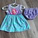 Disney Dresses | Little Mermaid Baby Set Dress 3-6 Months | Color: Green/Purple | Size: 3-6mb
