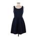 Maison Jules Casual Dress - Mini: Blue Solid Dresses - Women's Size Medium