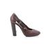 Dries Van Noten Heels: Slip-on Chunky Heel Boho Chic Burgundy Print Shoes - Women's Size 38.5 - Round Toe