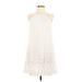 Tommy Bahama Casual Dress - A-Line High Neck Sleeveless: White Solid Dresses - Women's Size 10