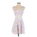 Forever 21 Casual Dress - A-Line Scoop Neck Sleeveless: White Print Dresses - Women's Size Small