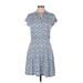 Boden Casual Dress - Shirtdress V Neck Short sleeves: Blue Dresses - Women's Size 12