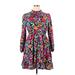 Shein Casual Dress - A-Line High Neck 3/4 sleeves: Purple Print Dresses - Women's Size 0X