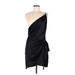 Zaful Casual Dress - Mini Plunge Sleeveless: Black Print Dresses - Women's Size 8