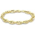 Gold Unisex 9 ct Yellow Gold 7.15 mm Triangle Tube Prince of Wales Chain Bracelet of Length 19 cm/7.5 Inch