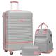 COOLIFE Suitcase Trolley Carry On Hand Cabin Luggage Hard Shell Travel Bag Lightweight with TSA Lock,The Suitcase Included 1pcs Travel Backpack and 1pcs Toiletry Bag (Pink/Grey, 28 Inch Luggage Set)