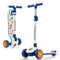 GYMAX 3 Wheels Kids Scooter, Height Adjustable Kick Scooter with Light up Wheels, Adjustable Handlebar, Lean-to-Steer System & Rear Brake, Folding Toddler Scooter for 3-5 Years Old (White + Blue)