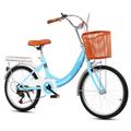 LSQXSS 6 speeds hybrid bikes for women and men,low step-through frame city bicycle,tandem bicycles,rear sponge seat,dual brakes,comfort pedal city commuter bikes,front rear fenders,kickstand