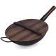 Pre-Seasoned Cast Iron Wok, Heavy Duty Non-Stick Iron Chinese Wok or Stir Fry Skillet w/Wooden Lid, for Electric Stove Top, Induction (38cm)