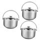 TOPBATHY 3pcs Stainless Steel Cooking Pot Fryer Pot Round Pan Pastry Mixing Bowl Pasta Cooker Steamer Stockpot Ramen Pot Steel Mixing Seafood Induction Cooktop Lift The Pot Household Work