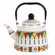 Whistling Kettle 2.5L Enamel Teapot Retro Stove Top Water Kettle Whistling Teapot Hot and Cool Kettle Tea Whistling Teapot Kit Kettle (Color : Multi-Colored, Size : 1.7L) (Multi co