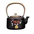 Cast Iron Tea Kettle Stove Top Whistling Tea Kettle-Surgical Cast Iron Teakettle Teapot with Cool Toch Ergonomic Handle Teapots (Color : Black, Size : 1200ml) (Black 1200ml)