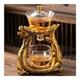 LYCICILI Lazy Kungfu Glass Tea Set Glass Teapot Drinking Heat-Resistant Glass Teapot Infuser Tea， Turkish Drip Pot Base for Tea Coffee Maker (Color : One Set)