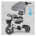 Toddler Tricycle Tricycle Toddler Tricycles Kids Trike Removable Canopy Parent Steering Push Handle (Gray)