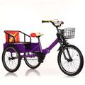 Folding kids cruiser trike,toddler pedal tricycle for age 3-10,tandem tricycle with foldable rear seat,adjustable cargo trike with rear cabin,spoke pneumatic wheel