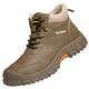 JiuQing Safety Boots Steel Toe Cap Work Boots Mens Non-Slip Lightweight Industrial Sneaker Hiking Boots,Brown,8.5 UK