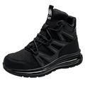 JiuQing Safety Boots Lightweight Steel Toe Cap Industrial Boots Mens Air Cushion Work Sneaker Non-Slip Comfortable,Black,10.5 UK