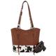 Montana West Women's Western Handbag Tooling Tote Bag Conceal Carry Purse with Detachable Holster, Cow Brown, Large