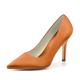 ZhiQin Women Pointed Toe Rhinestone Slip on Bridal Silk Wedding Shoes Satin Pumps High Heel Prom Shoes,Orange,8 UK