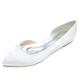 Women's Pointy Toe Satin Flat Shoes Comfortable Closed Toe Work,Slip On Ballet Flat Comfortable Dress Shoes Walking White