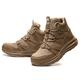 JiuQing Safety Boots Lightweight Steel Toe Cap Industrial Boots Mens Air Cushion Work Sneaker Non-Slip Comfortable,Brown,6.5 UK