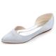 Women's Pointy Toe Satin Flat Shoes Comfortable Closed Toe Work,Slip On Ballet Flat Comfortable Dress Shoes Walking Silver