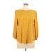 Adrianna Papell Long Sleeve Top Yellow Polka Dots One Shoulder Tops - Women's Size Large