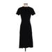 Zac Posen Cocktail Dress - Midi Crew Neck Short sleeves: Black Solid Dresses - Women's Size 4