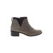 Vionic Boots: Chelsea Boots Chunky Heel Boho Chic Gray Print Shoes - Women's Size 8 1/2 - Round Toe