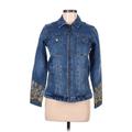 DG^2 by Diane Gilman Denim Jacket: Short Blue Floral Jackets & Outerwear - Women's Size X-Small