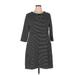 Lane Bryant Casual Dress - A-Line High Neck 3/4 sleeves: Black Stripes Dresses - Women's Size 14 Plus