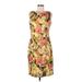 AK Anne Klein Casual Dress - Party Crew Neck Sleeveless: Yellow Print Dresses - Women's Size 8