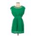 Forever 21 Casual Dress - Mini Scoop Neck Short sleeves: Green Solid Dresses - Women's Size Medium