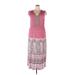 Liz Claiborne Casual Dress - Midi V Neck Sleeveless: Pink Dresses - Women's Size 2X-Large