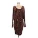 BCBGMAXAZRIA Casual Dress - Shift Scoop Neck 3/4 sleeves: Brown Dresses - Women's Size Medium